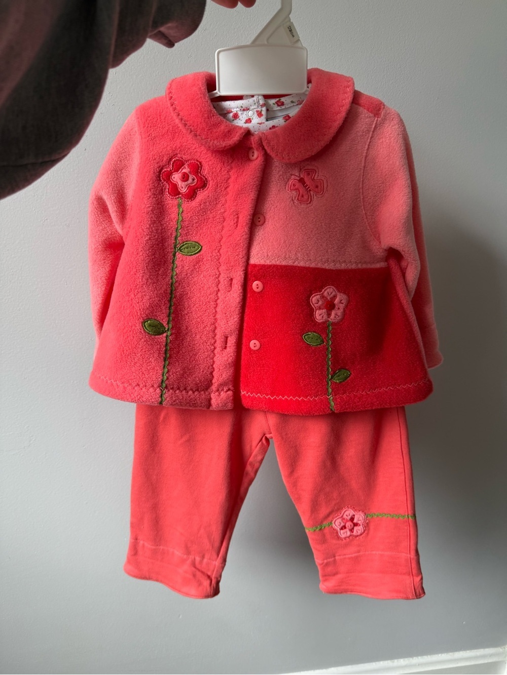 VTG NEW 3 Piece Buster Brown Fleece Outfit Jacket Floral 12 Months Outfit - Picture 2 of 9